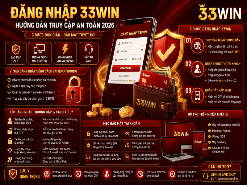 Đăng Nhập 33WIN – Hướng Dẫn Truy Cập An Toàn 2026