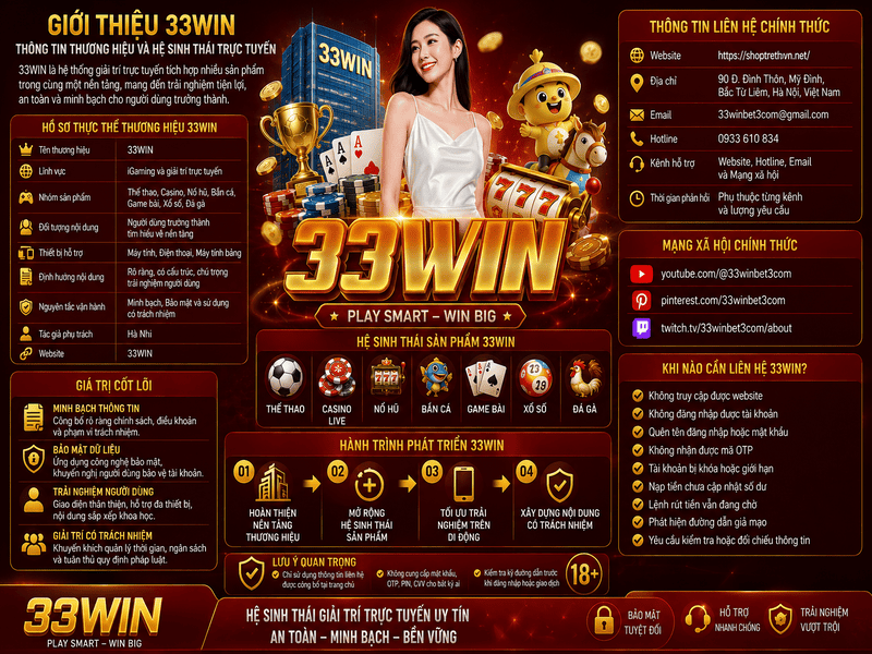 Giới Thiệu 33WIN – Thông Tin Thương Hiệu Và Hệ Sinh Thái Trực Tuyến