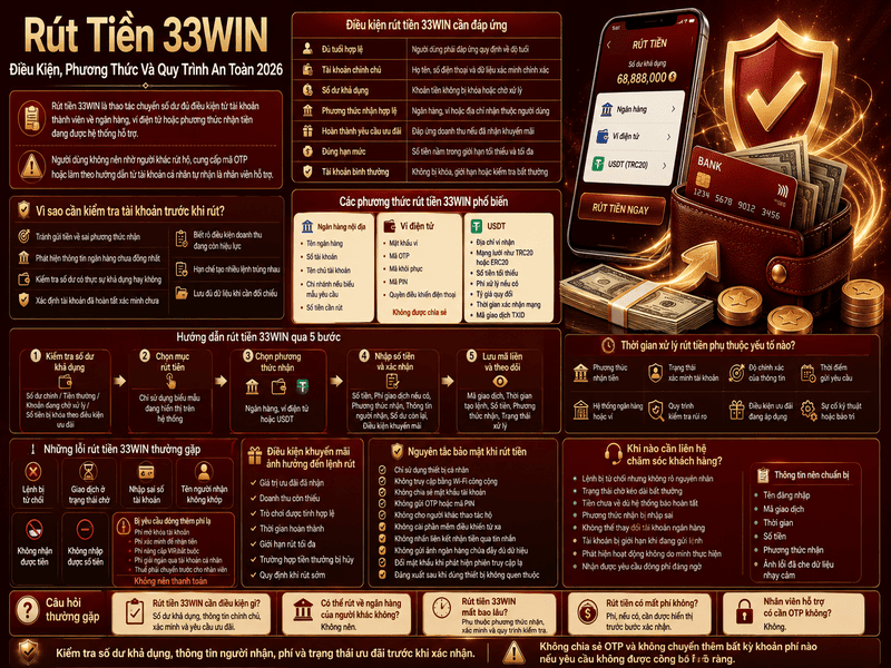Rút Tiền 33WIN – Điều Kiện, Phương Thức Và Quy Trình An Toàn